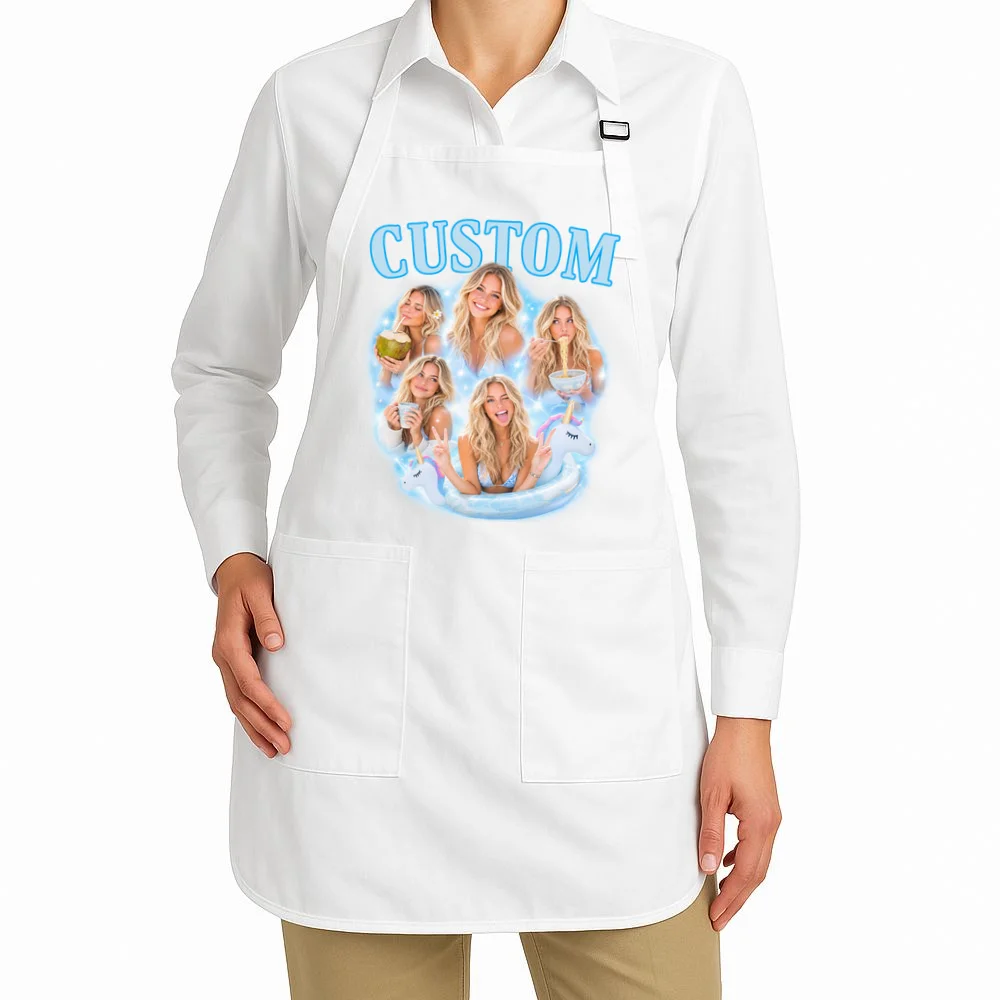 Custom Photo Collage Personalized Name Gift - Multi Photo Portrait Custom Design Apron - Front 1