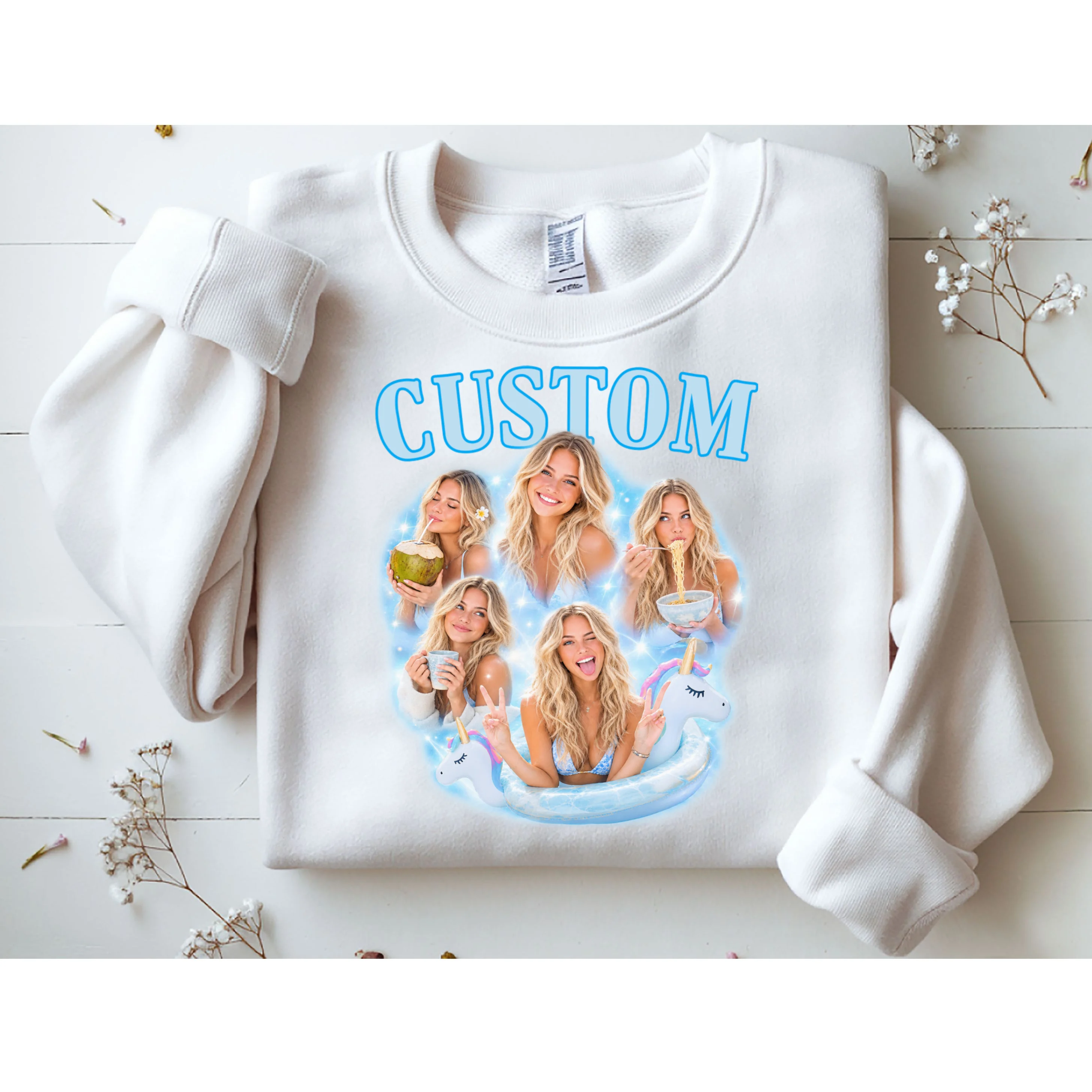 Custom Photo Collage Personalized Name Gift - Multi Photo Portrait Custom Design Men's Sweatshirt - Front 1