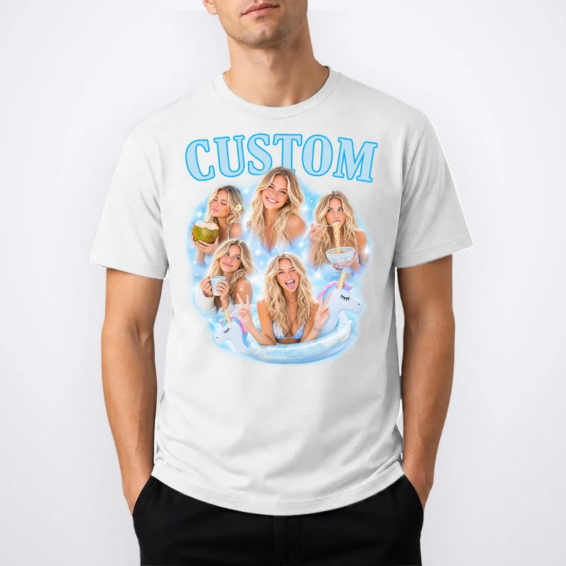 Custom Photo Collage Personalized Name Gift - Multi Photo Portrait Custom Design Men's T-Shirt - Front 1