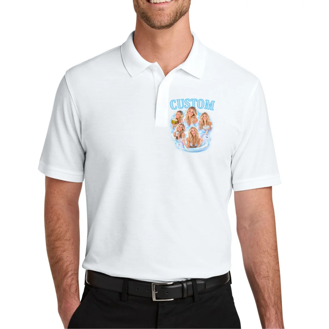 Custom Photo Collage Personalized Name Gift - Multi Photo Portrait Custom Design Men's Polo - Front 1