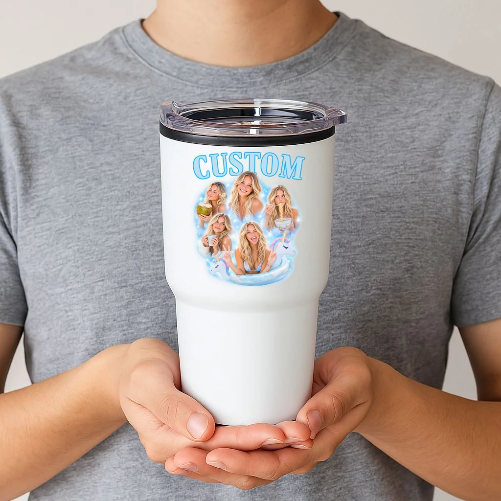 Custom Photo Collage Personalized Name Gift - Multi Photo Portrait Custom Design 20oz Tumbler - Front 1