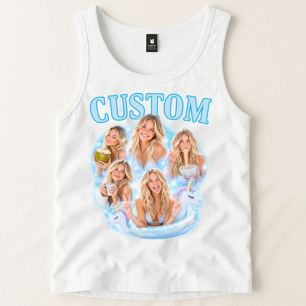 Custom Photo Collage Personalized Name Gift - Multi Photo Portrait Custom Design Men's Tank Top - Front 1