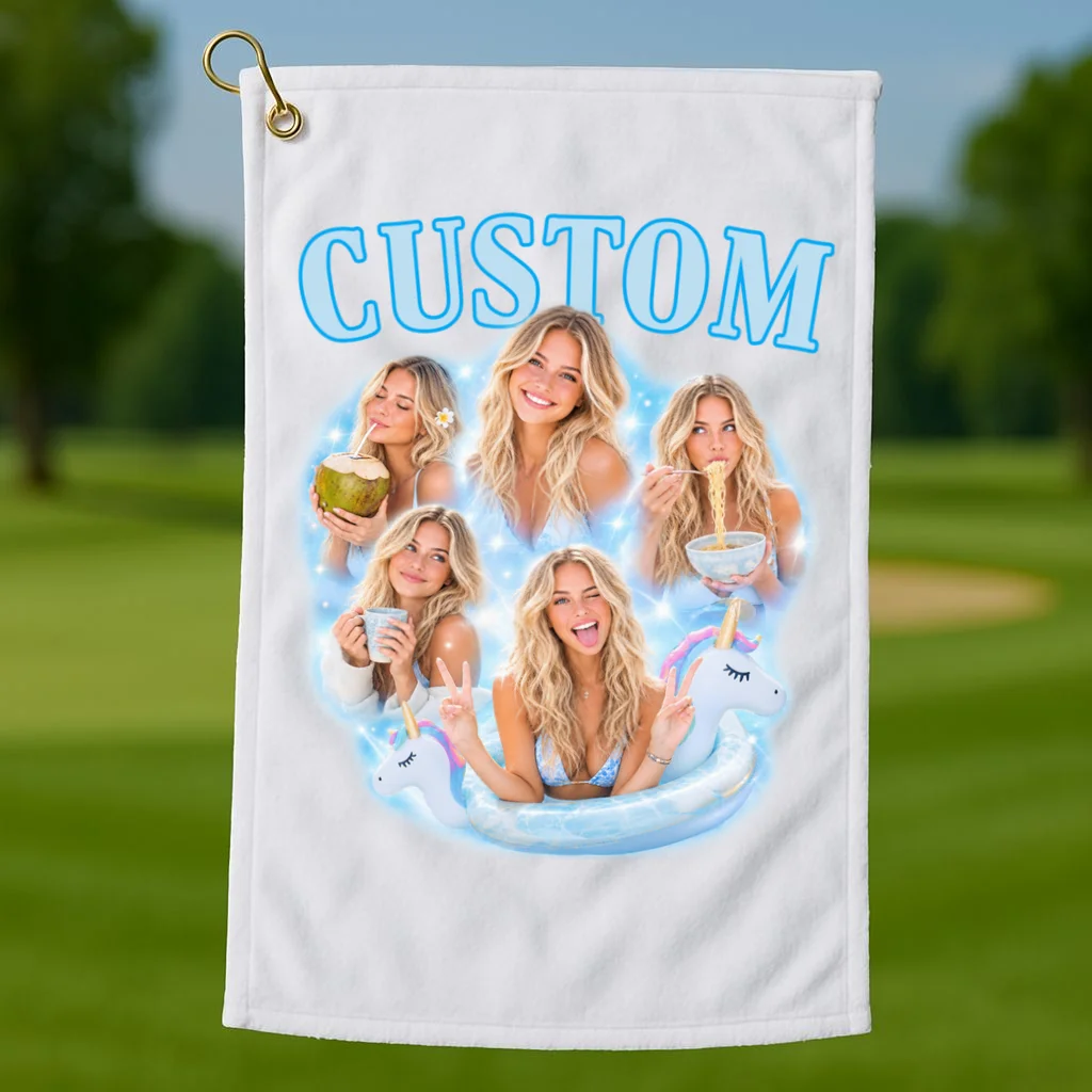 Custom Photo Collage Personalized Name Gift - Multi Photo Portrait Custom Design Golf Towel - Front 1