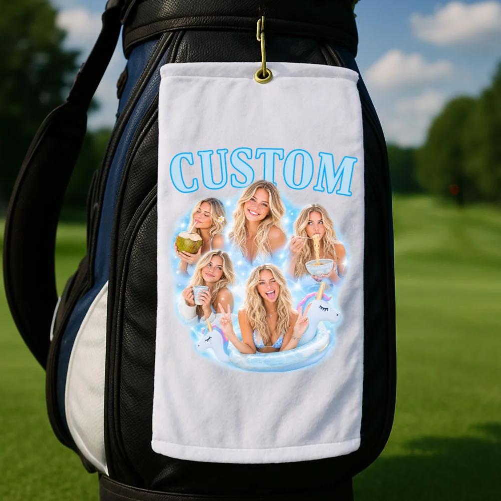 Custom Photo Collage Personalized Name Gift - Multi Photo Portrait Custom Design Golf Towel - Front 2