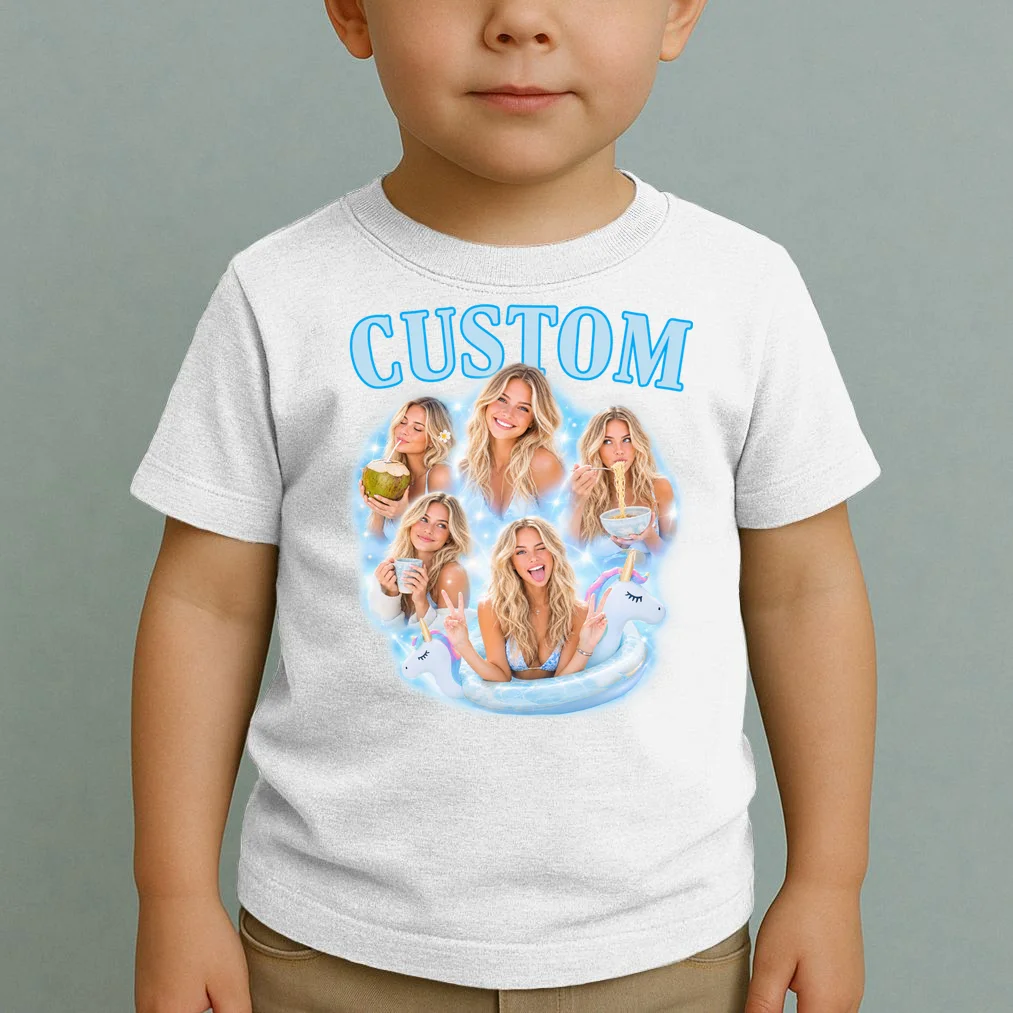 Custom Photo Collage Personalized Name Gift - Multi Photo Portrait Custom Design Toddler T-Shirt - Front 1