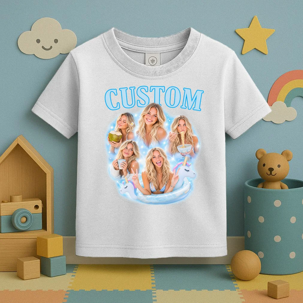 Custom Photo Collage Personalized Name Gift - Multi Photo Portrait Custom Design Toddler T-Shirt - Front 2