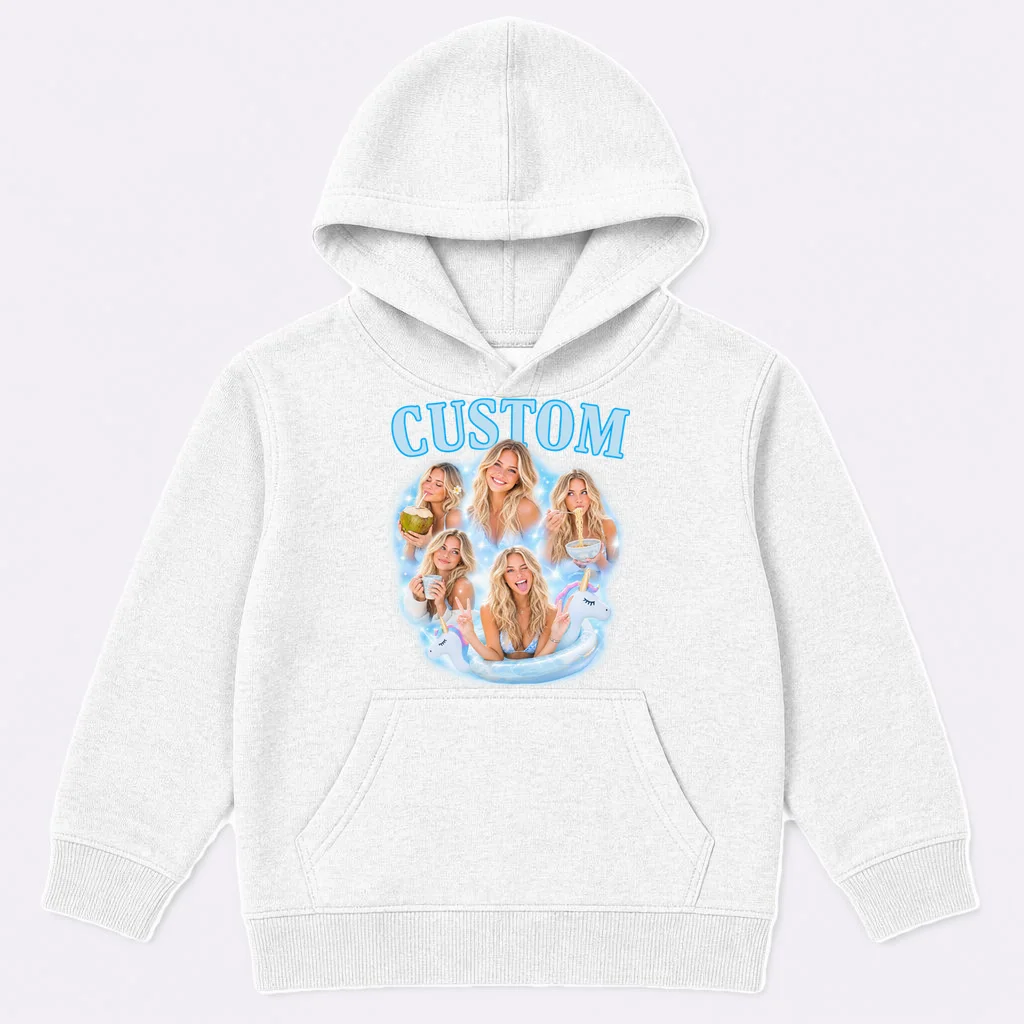 Custom Photo Collage Personalized Name Gift - Multi Photo Portrait Custom Design Kids Hoodie Front