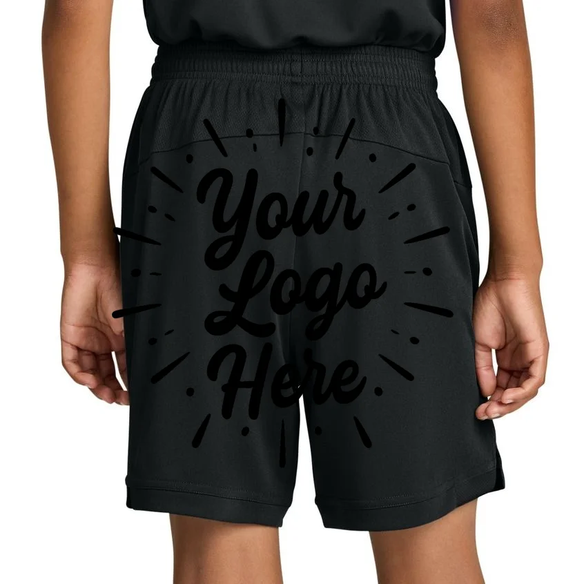 Your Logo Here Custom Business Logo Front And Back Kids Shorts - Back 1