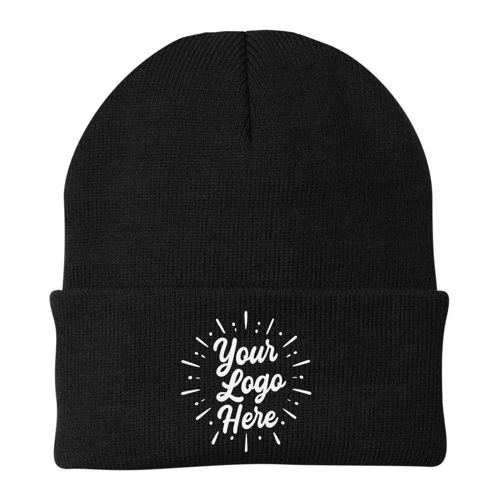 Your Logo Here Custom Business Logo Front And Back Beanie - Back