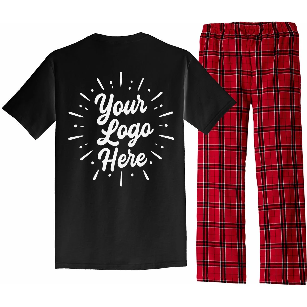Your Logo Here Custom Business Logo Front And Back Pajama Set - Back
