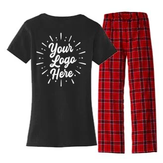 Your Logo Here Custom Business Logo Front And Back Women's Flannel Pajama Set - Back - Close-up