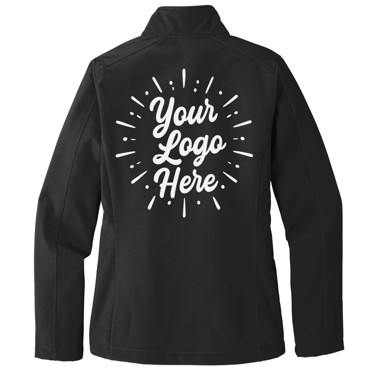 Your Logo Here Custom Business Logo Front And Back Women's Soft Jacket - Back - Close-up