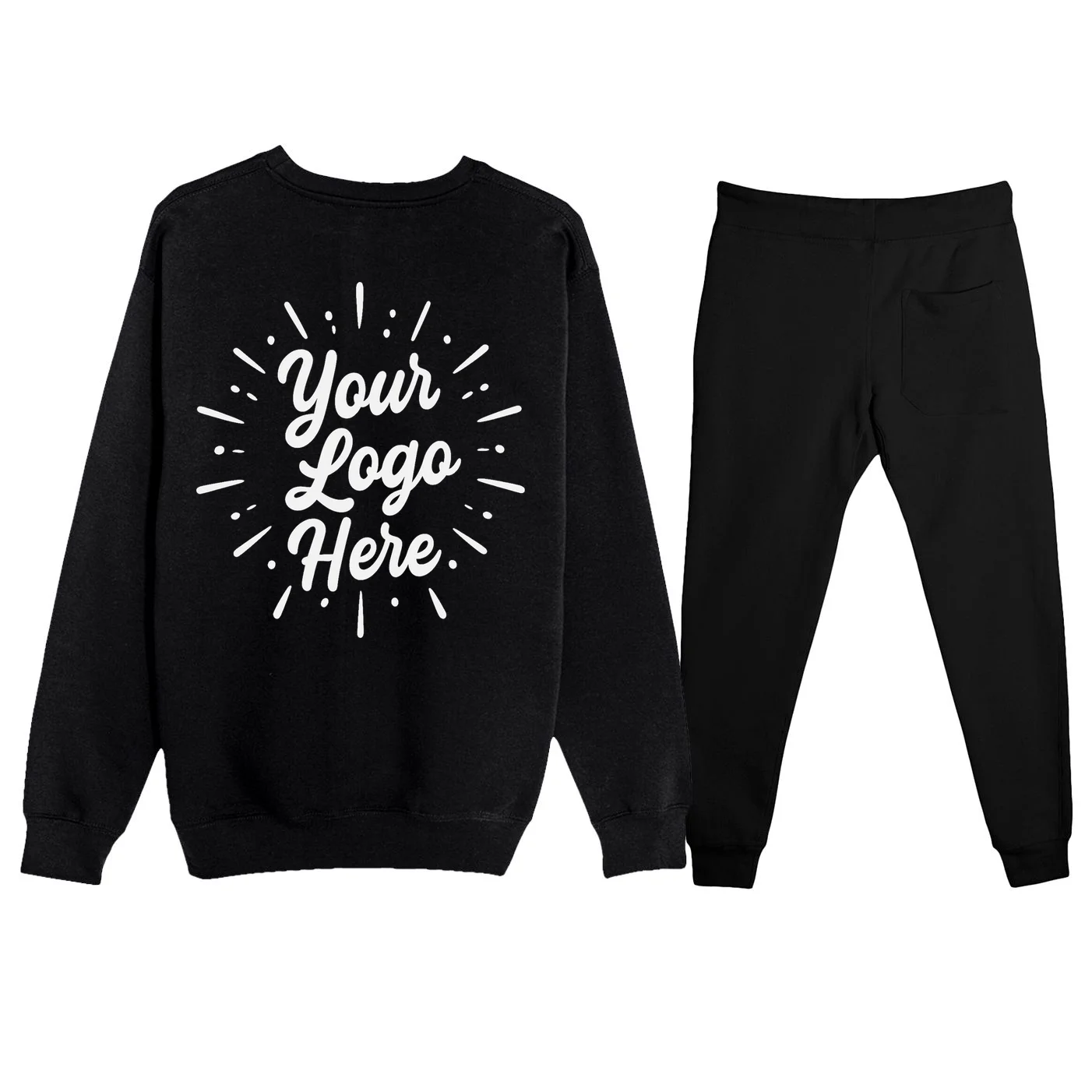 Your Logo Here Custom Business Logo Front And Back Men's Sweatsuit - Back - Close-up