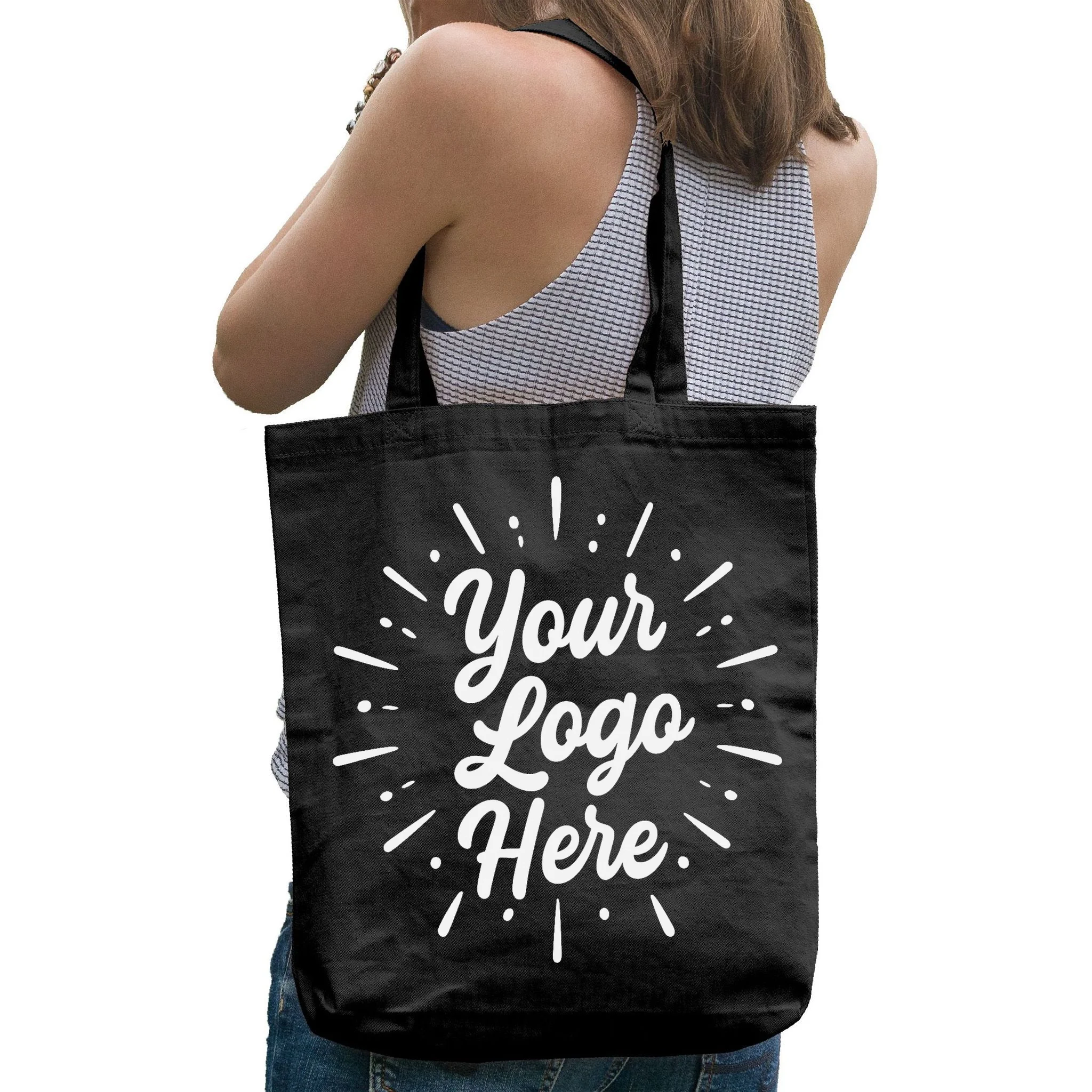 Your Logo Here Custom Business Logo Front And Back Tote Bag - Back