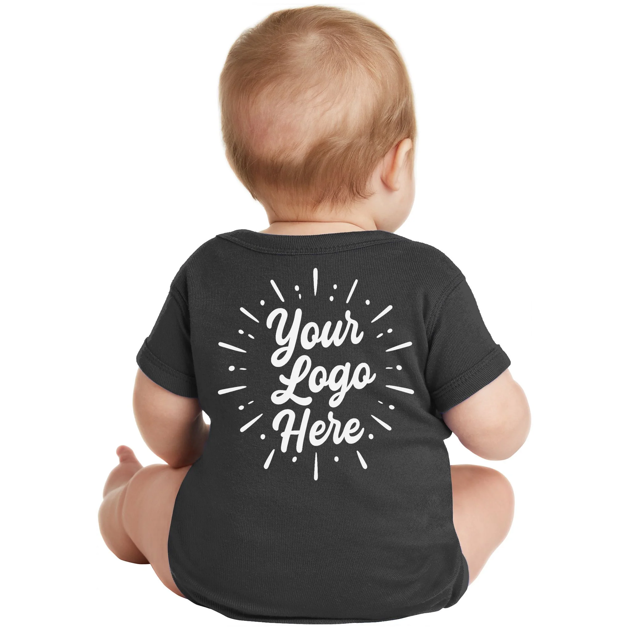Your Logo Here Custom Business Logo Front And Back Baby Bodysuit - Back