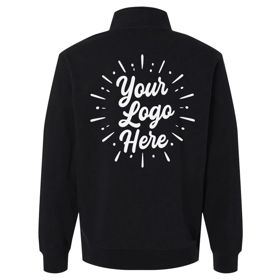 Your Logo Here Custom Business Logo Front And Back Men's Pullover Quarter Zip - Back - Close-up