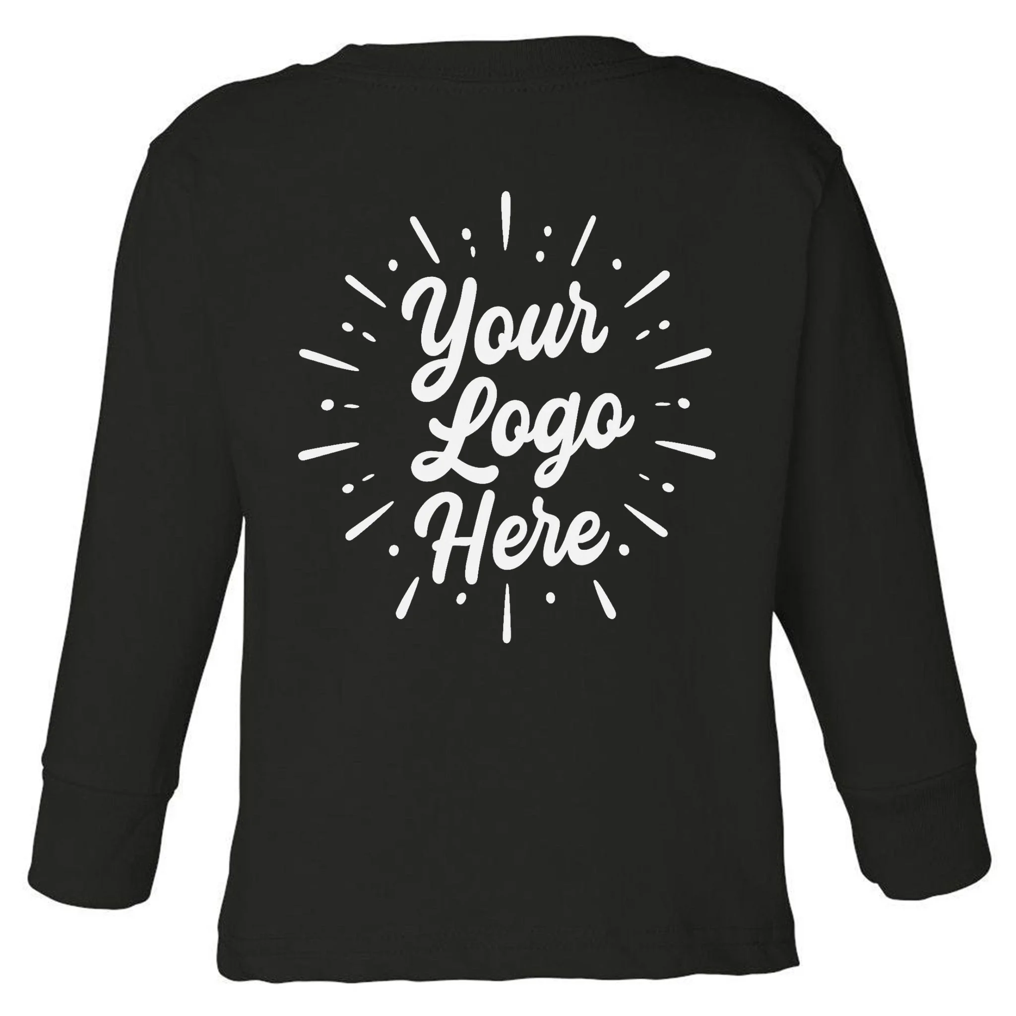 Your Logo Here Custom Business Logo Front And Back Toddler Long Sleeve Shirt - Back - Close-up