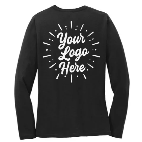 Your Logo Here Custom Business Logo Front And Back Women's Long Sleeve Shirt - Back - Close-up