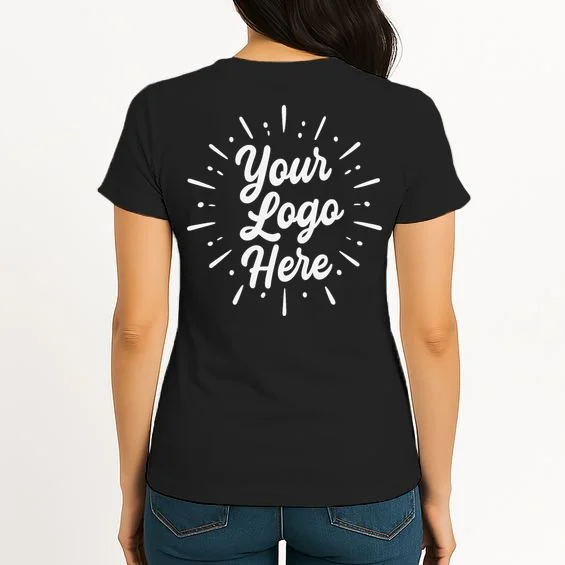 Your Logo Here Custom Business Logo Front And Back Women's T-Shirt - Back