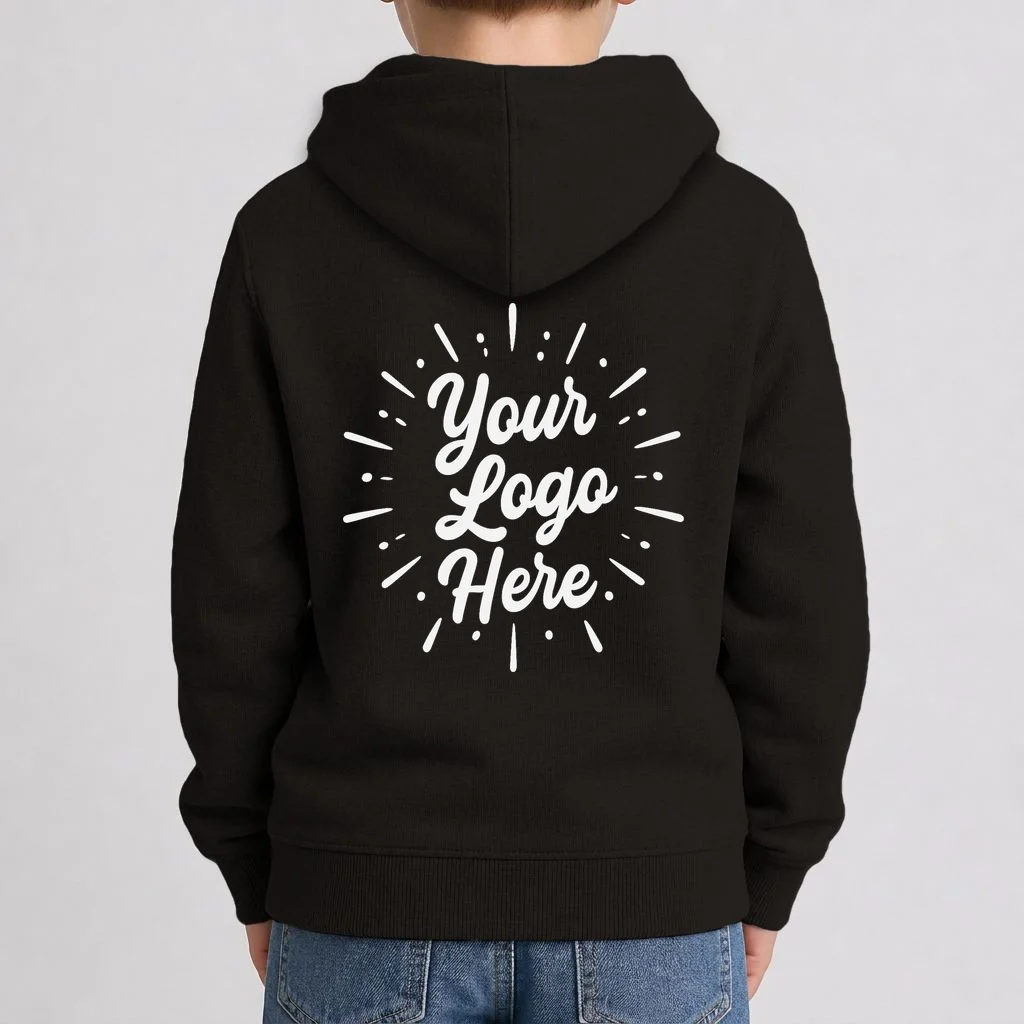 Your Logo Here Custom Business Logo Front And Back Kids Hoodie - Back 1