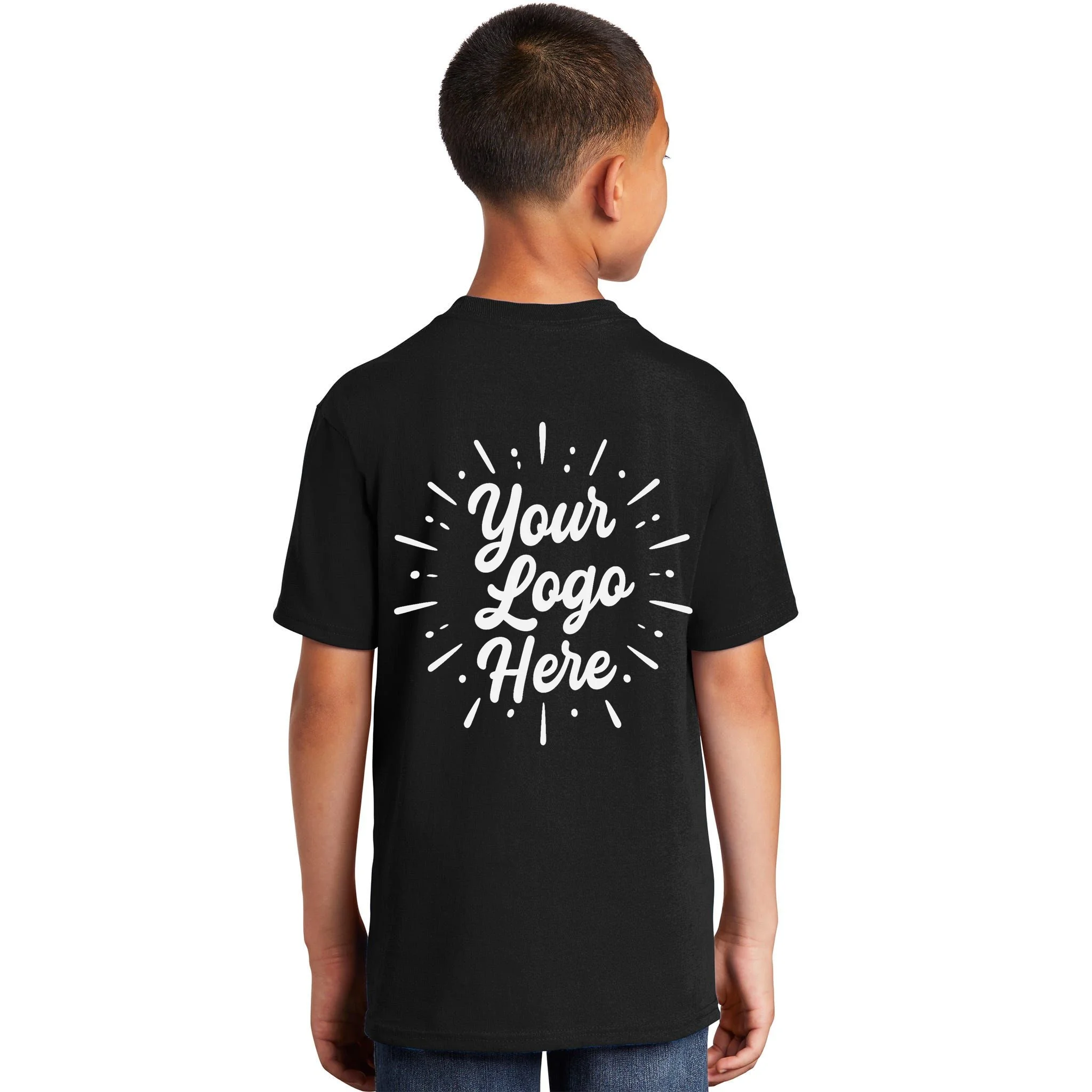 Your Logo Here Custom Business Logo Front And Back Kids T-Shirt - Back