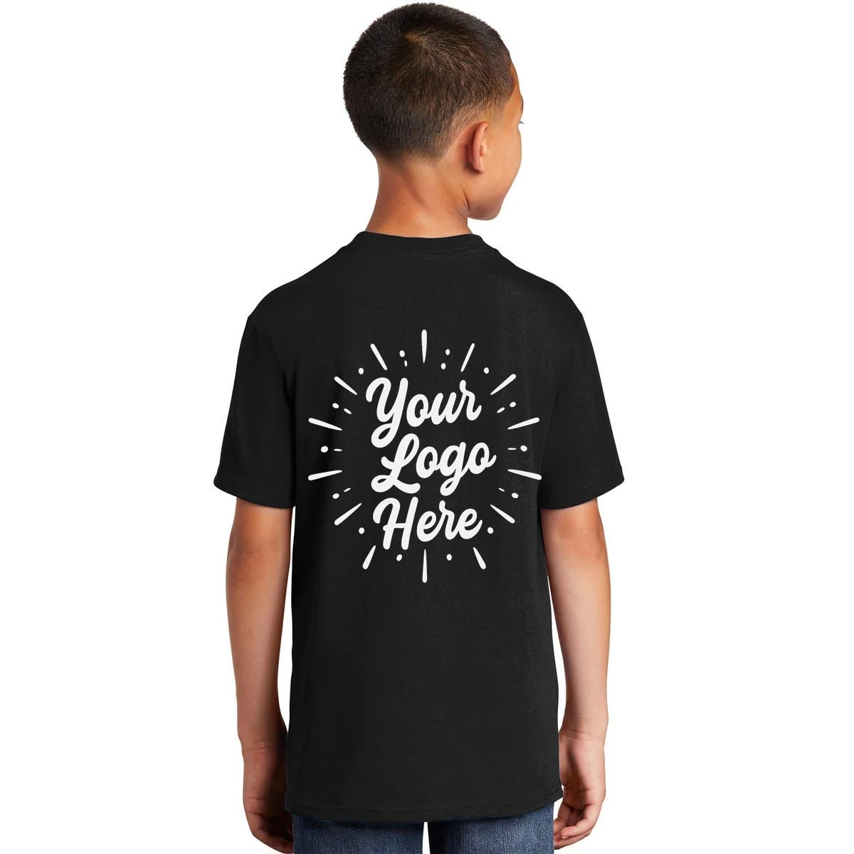 Your Logo Here Custom Business Logo Front And Back Kids T-Shirt - Back