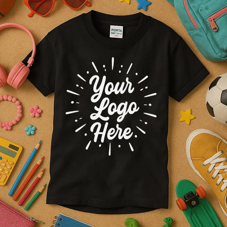 Your Logo Here Custom Business Logo Front And Back Kids T-Shirt - Front 2
