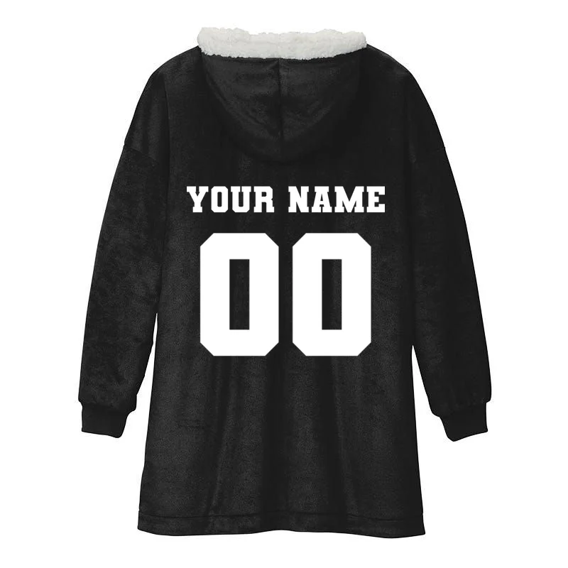 Your Name 00 Custom Jersey Number Sports School Team Personalize Hooded Blanket - Back - Close-up