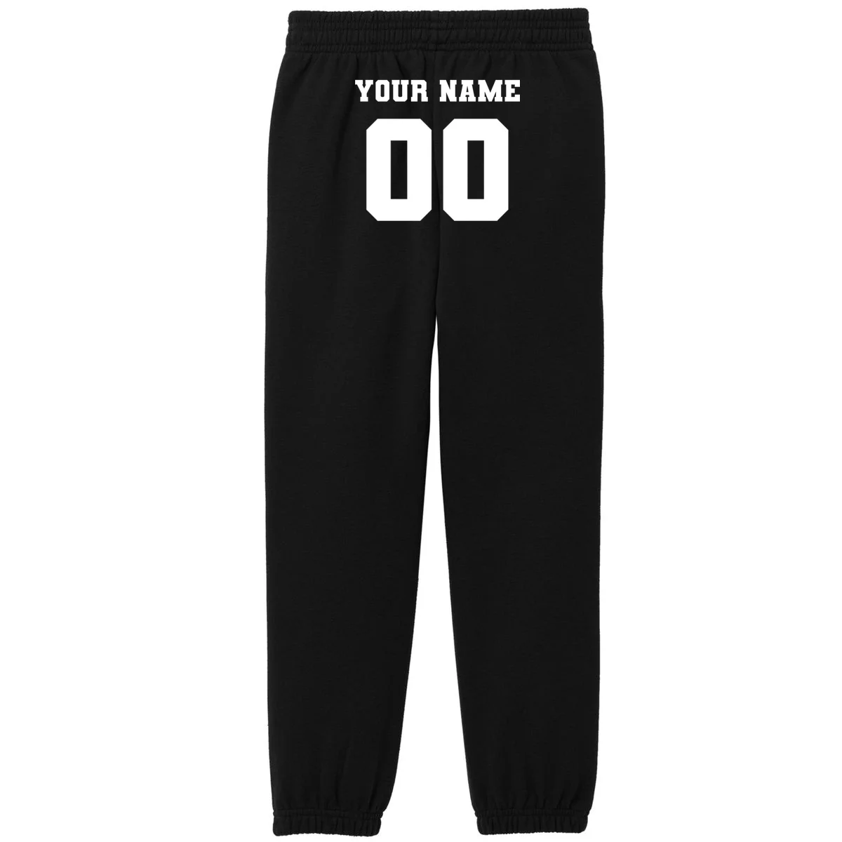 Your Name 00 Custom Jersey Number Sports School Team Personalize Kids Fleece Sweatpants - Back - Close-up
