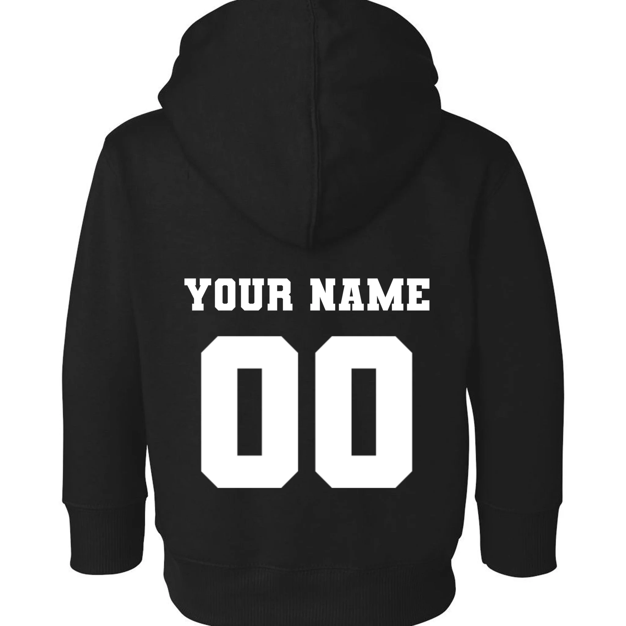 Your Name 00 Custom Jersey Number Sports School Team Personalize Toddler Hoodie - Back - Close-up