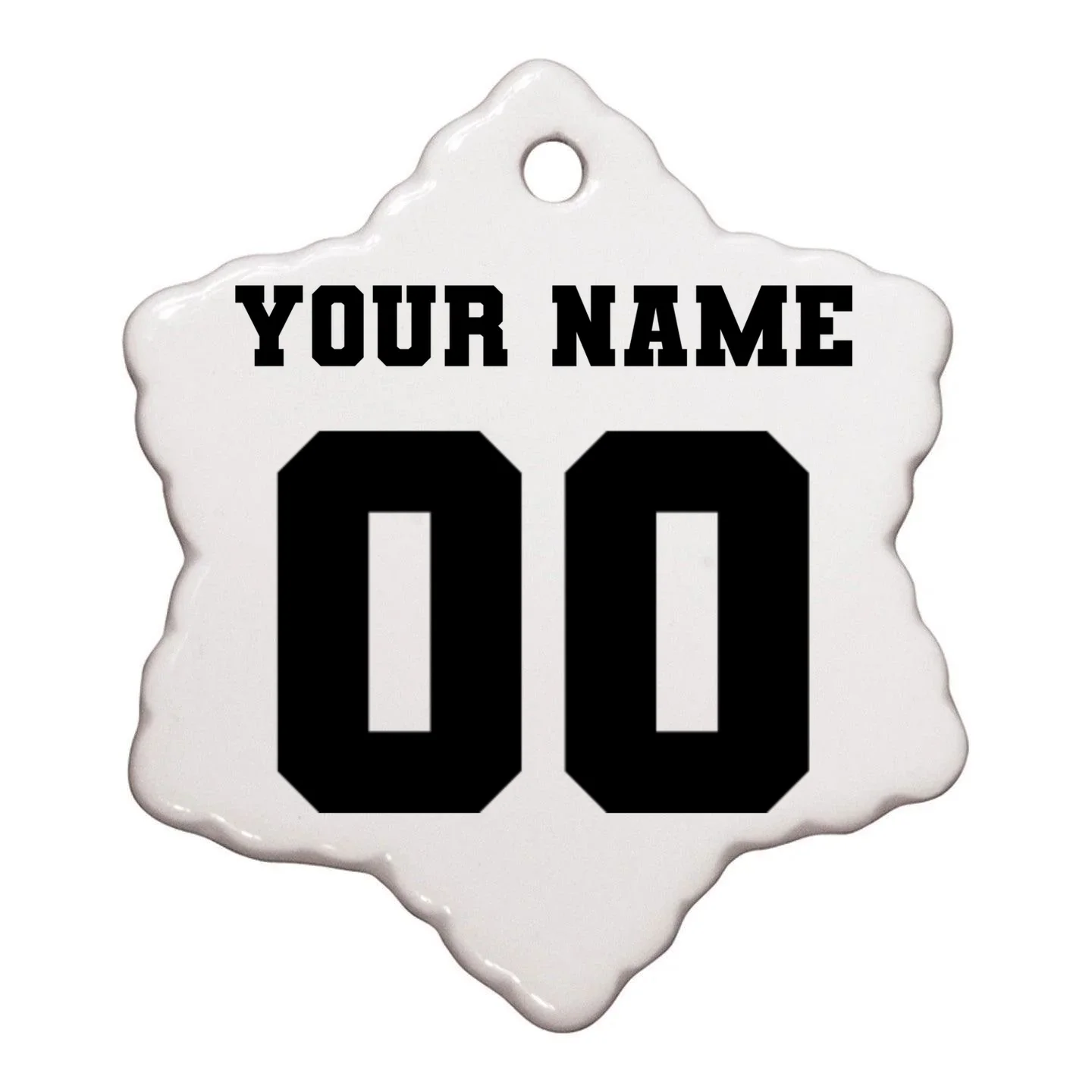 Your Name 00 Custom Jersey Number Sports School Team Personalize Ornament - Back - Close-up
