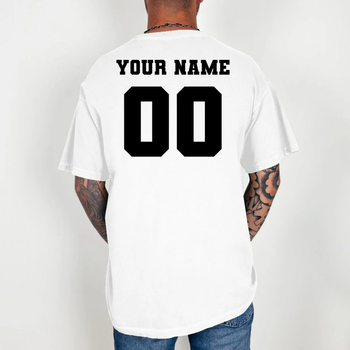 Your Name 00 Custom Jersey Number Sports School Team Personalize T-Shirt - Back 2