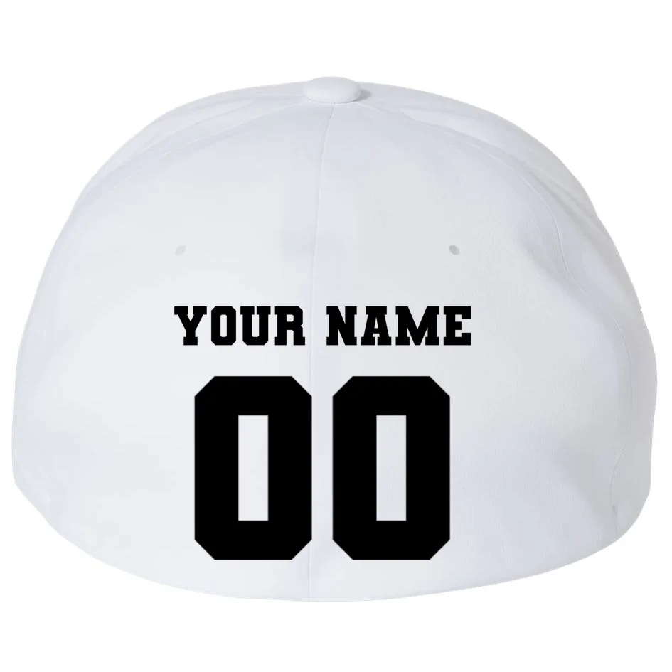Your Name 00 Custom Jersey Number Sports School Team Personalize Flexfit Men's Snapback Hat - Back - Close-up