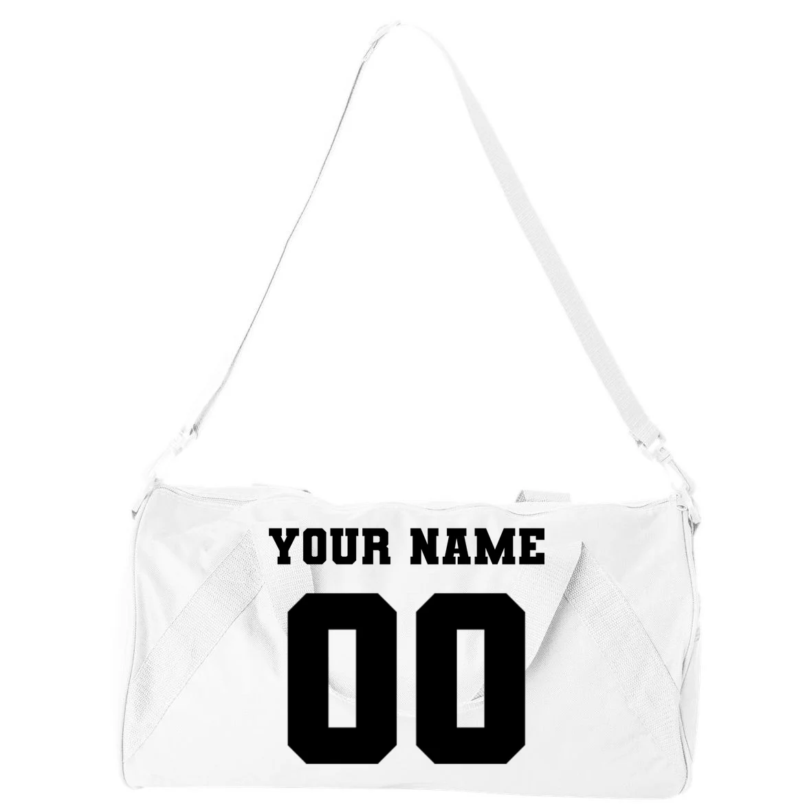 Your Name 00 Custom Jersey Number Sports School Team Personalize Duffel Bag - Back - Close-up