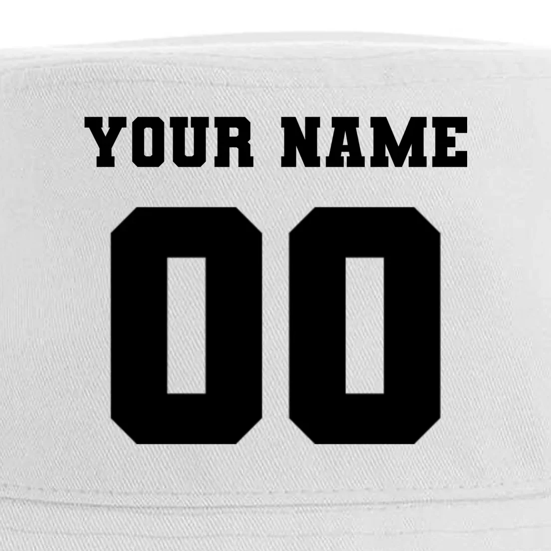Your Name 00 Custom Jersey Number Sports School Team Personalize Bucket Hat - Back - Close-up