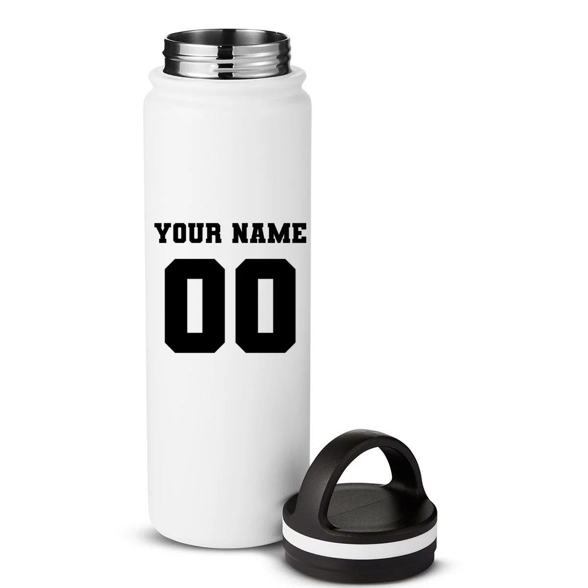 Your Name 00 Custom Jersey Number Sports School Team Personalize 24oz Water Bottle - Back