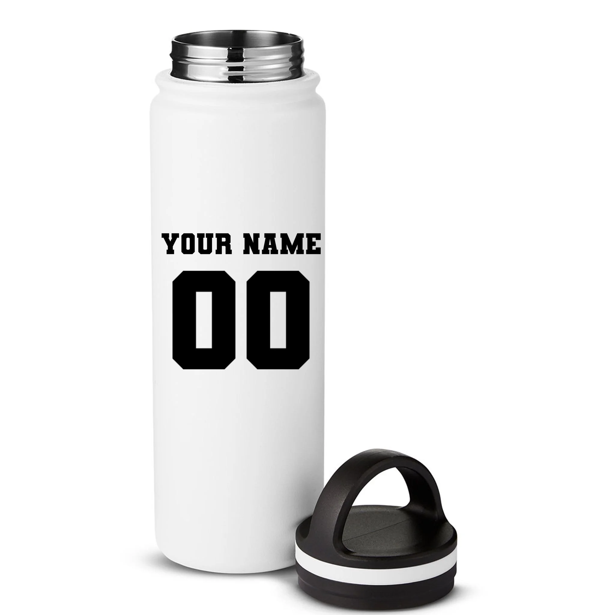 Your Name 00 Custom Jersey Number Sports School Team Personalize 24oz Water Bottle - Back