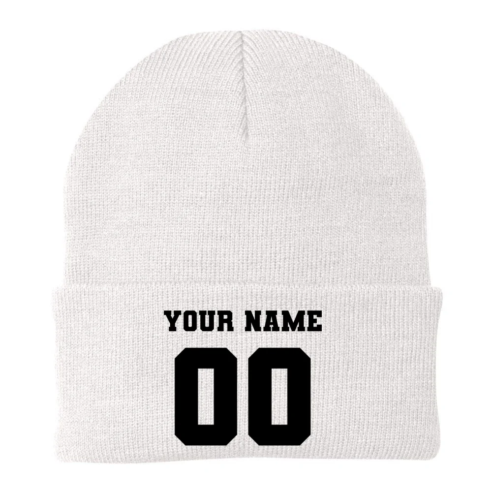 Your Name 00 Custom Jersey Number Sports School Team Personalize Beanie - Back