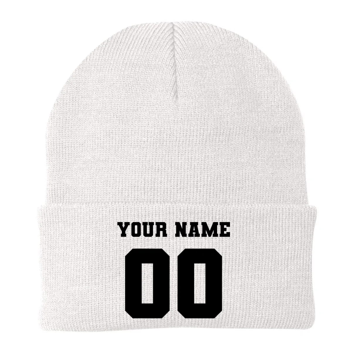 Your Name 00 Custom Jersey Number Sports School Team Personalize Beanie - Back