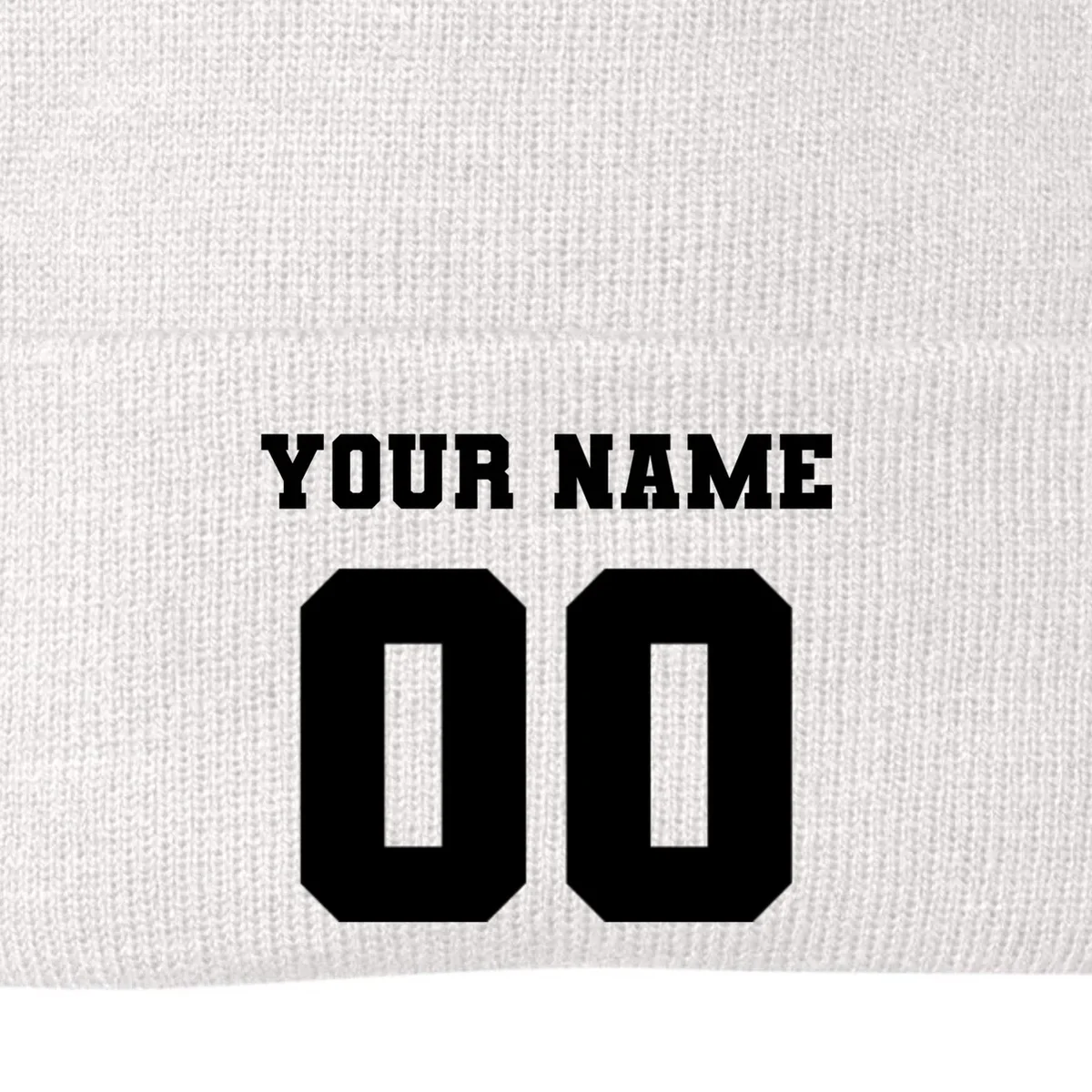 Your Name 00 Custom Jersey Number Sports School Team Personalize Beanie - Back - Close-up