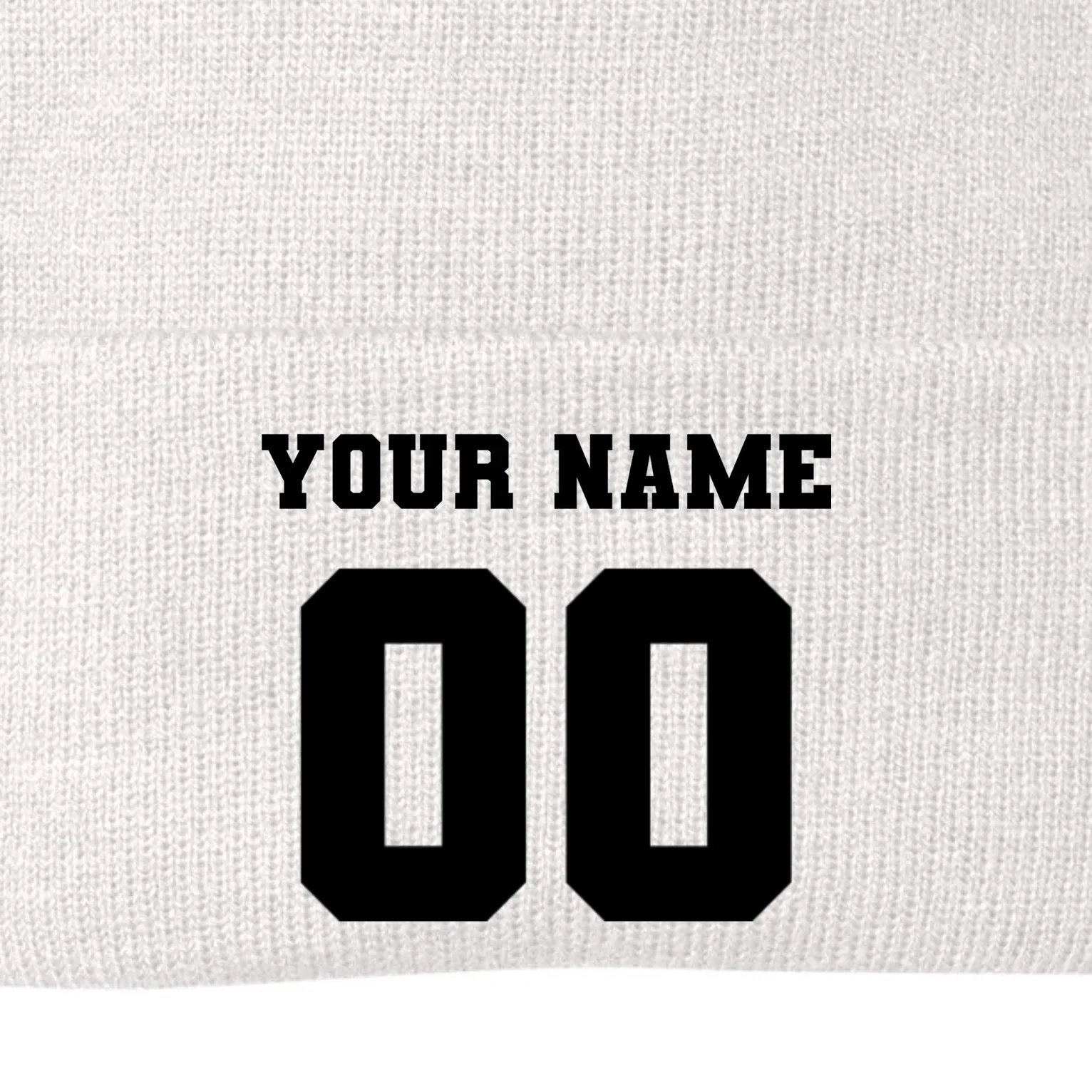 Your Name 00 Custom Jersey Number Sports School Team Personalize Beanie - Back - Close-up