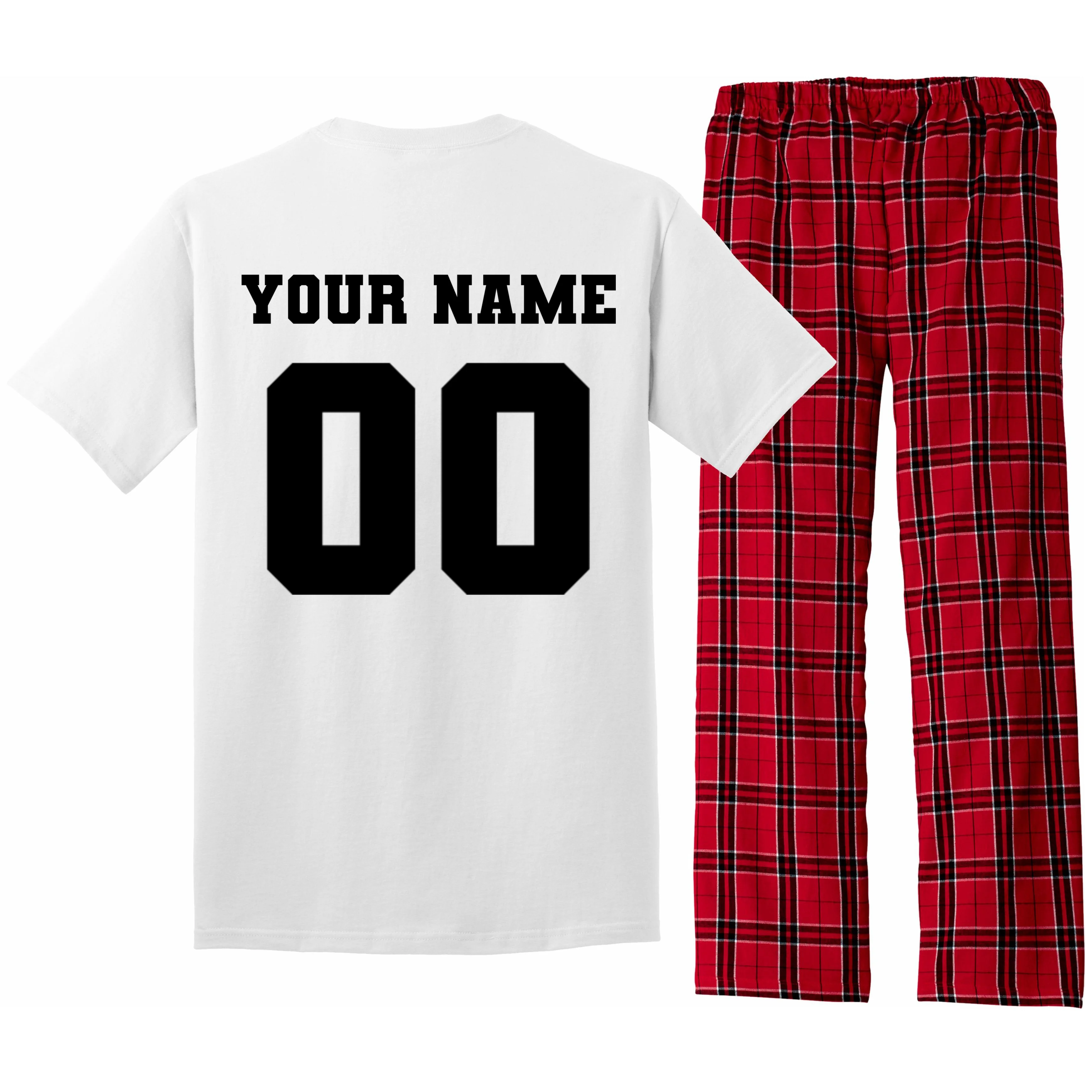 Your Name 00 Custom Jersey Number Sports School Team Personalize Pajama Set - Back