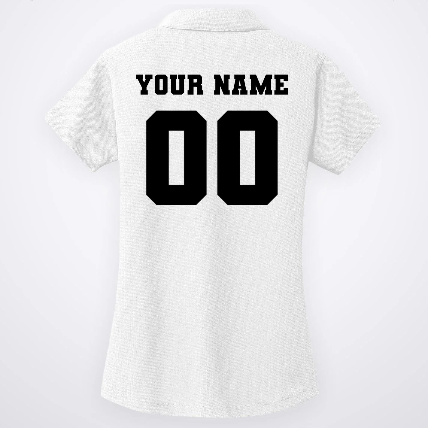 Your Name 00 Custom Jersey Number Sports School Team Personalize Women's Polo - Back - Close-up
