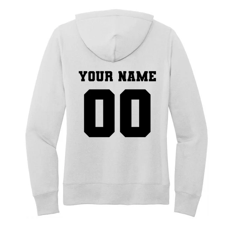 Your Name 00 Custom Jersey Number Sports School Team Personalize Women's Pullover Hoodie - Back - Close-up
