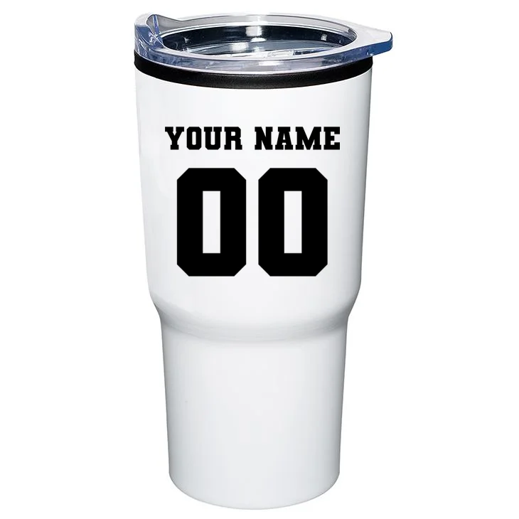 Your Name 00 Custom Jersey Number Sports School Team Personalize 20oz Tumbler - Back