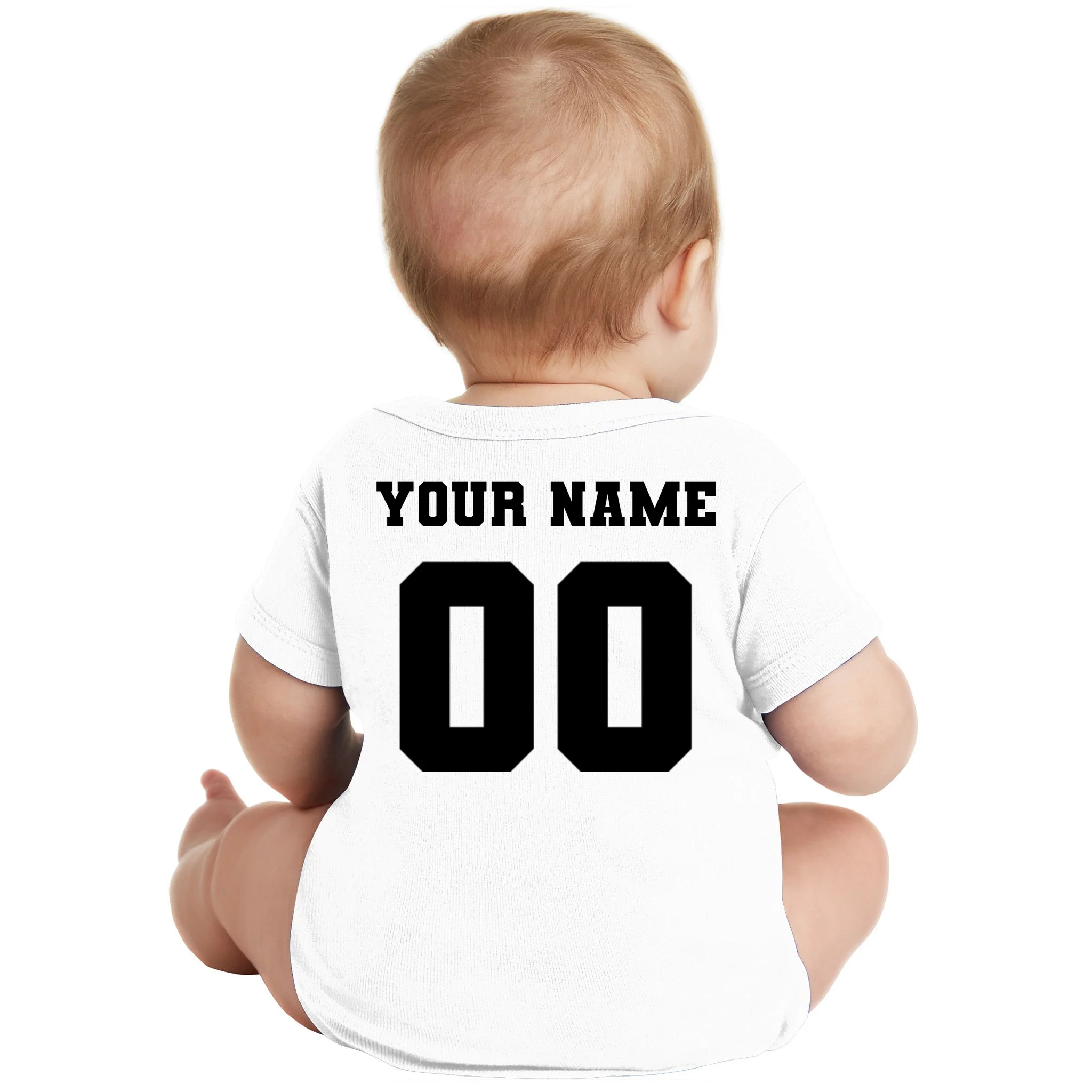 Your Name 00 Custom Jersey Number Sports School Team Personalize Baby Bodysuit - Back