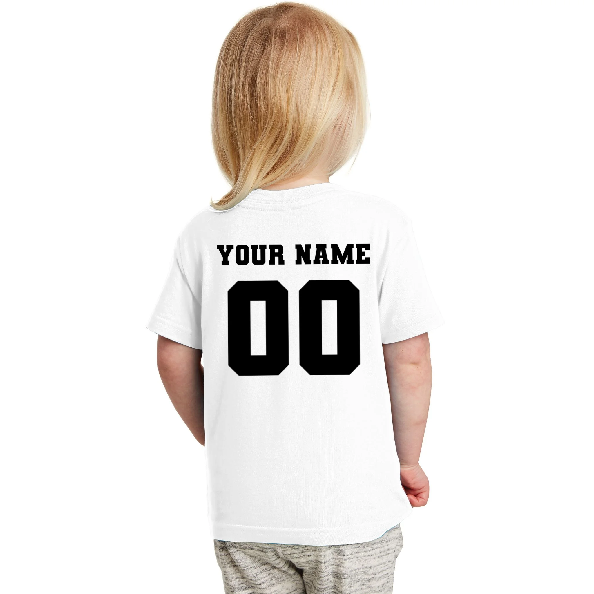 Your Name 00 Custom Jersey Number Sports School Team Personalize Toddler T-Shirt - Back