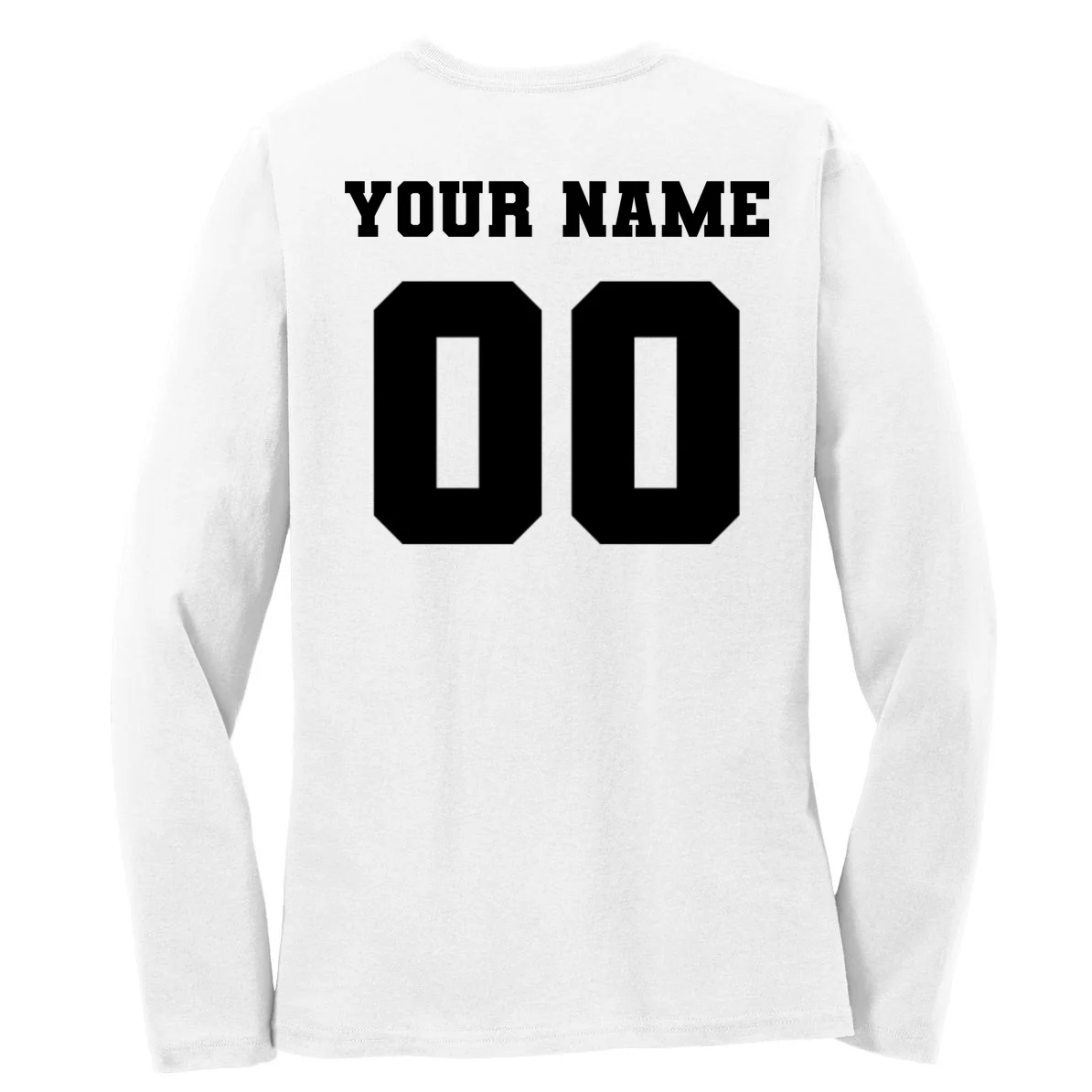 Your Name 00 Custom Jersey Number Sports School Team Personalize Women's Long Sleeve Shirt - Back - Close-up