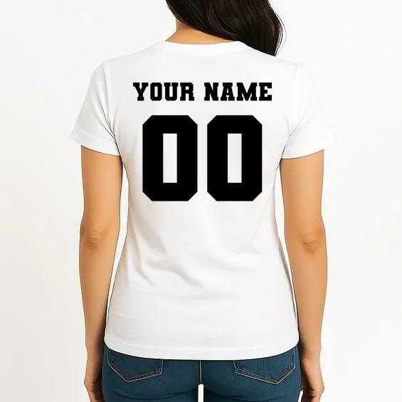 Your Name 00 Custom Jersey Number Sports School Team Personalize Women's T-Shirt - Back