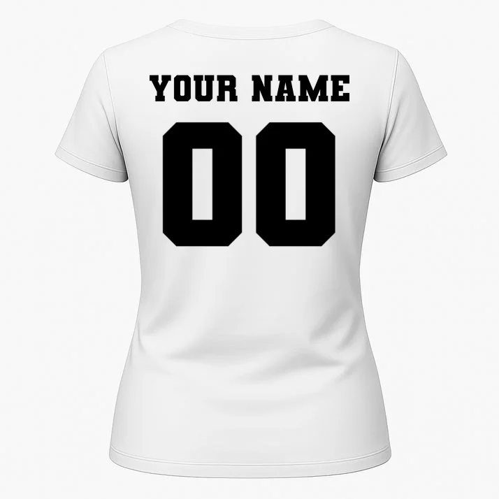 Your Name 00 Custom Jersey Number Sports School Team Personalize Women's T-Shirt - Back 1
